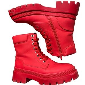Red Women's Combat Boots